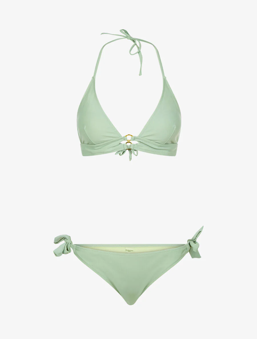 Bikini triangle à detail anneaux - Vert d'eau