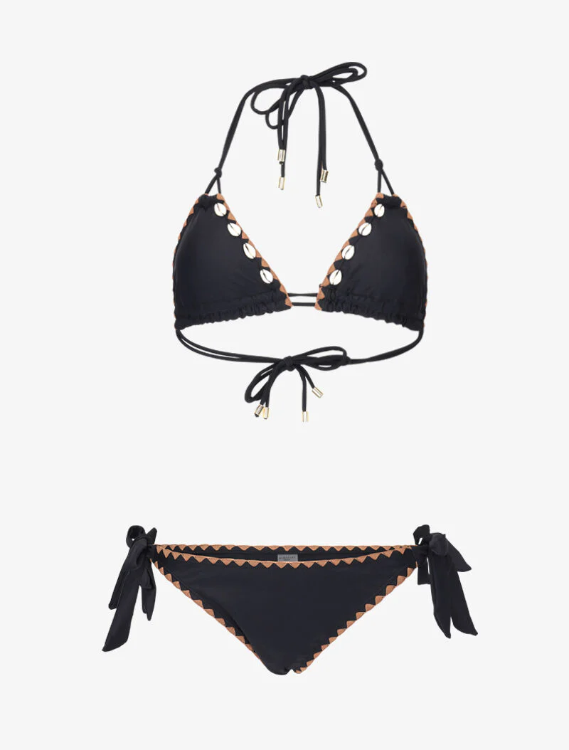 Bikini triangle empiécé coquillages - noir