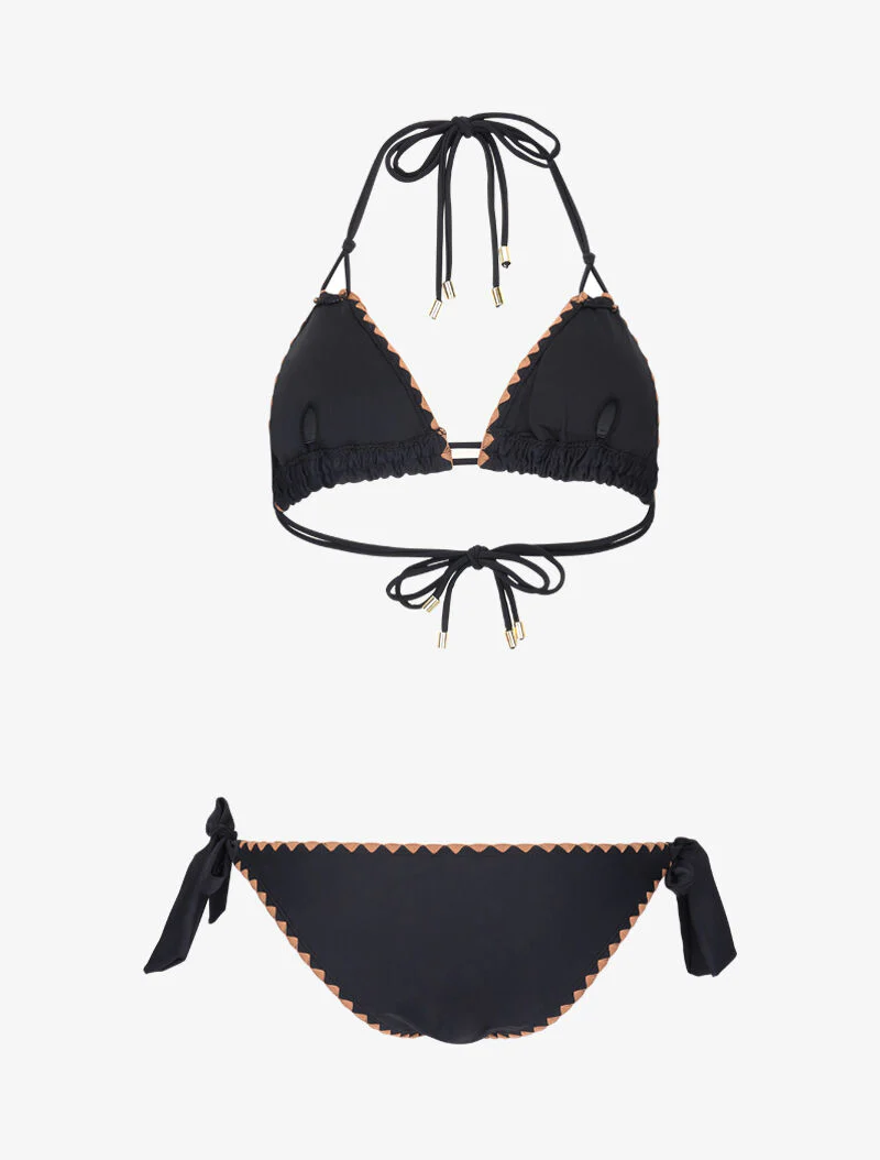 Bikini triangle empiécé coquillages - noir - Image 2