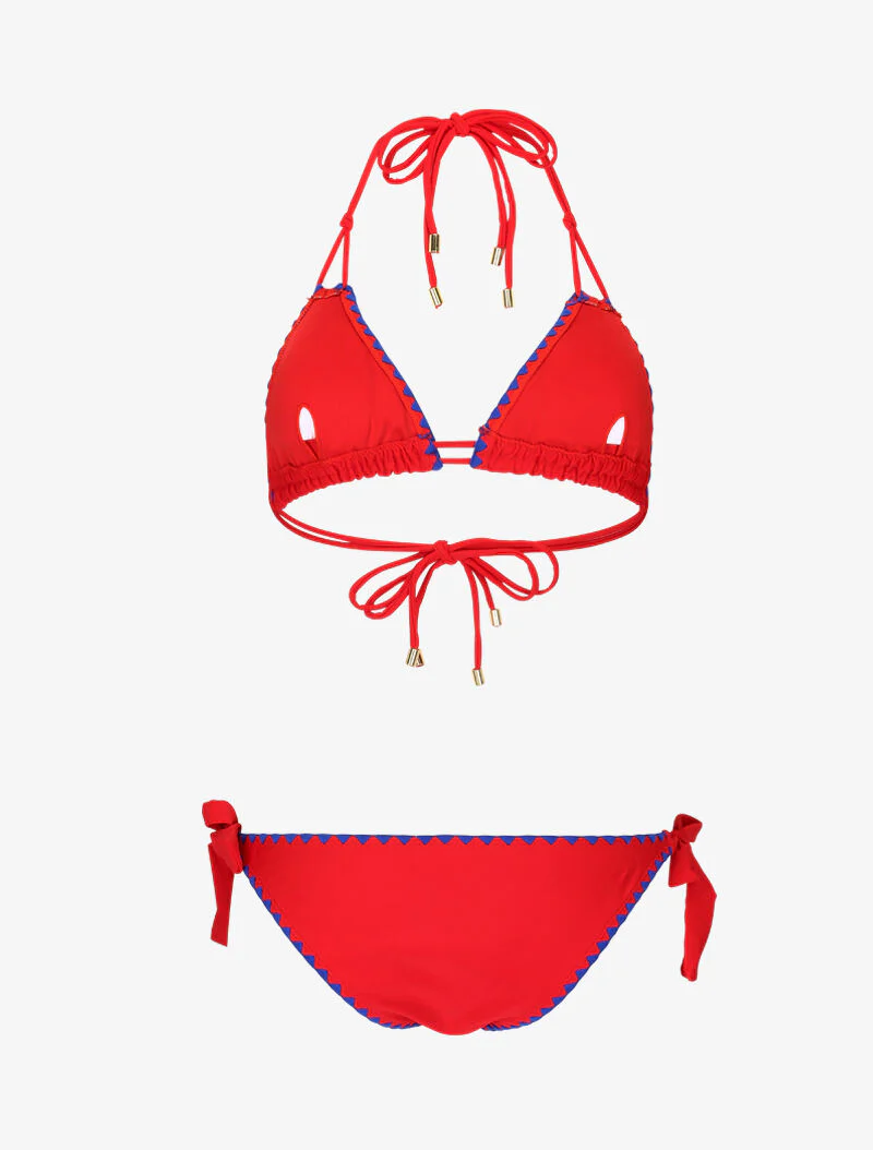 Bikini triangle empiécé coquillages - rouge - Image 2
