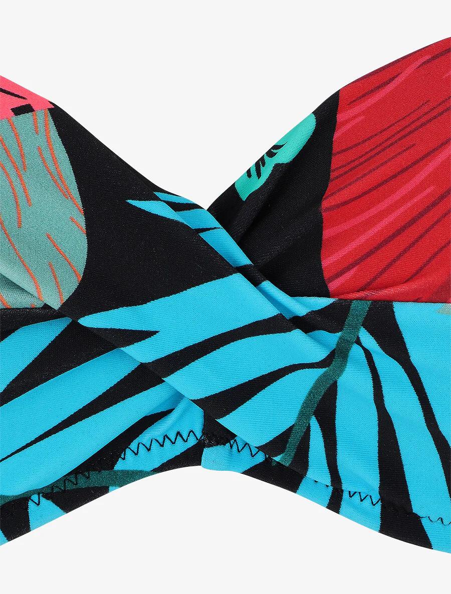 Bikini tropical torsadé - Noir - Image 3