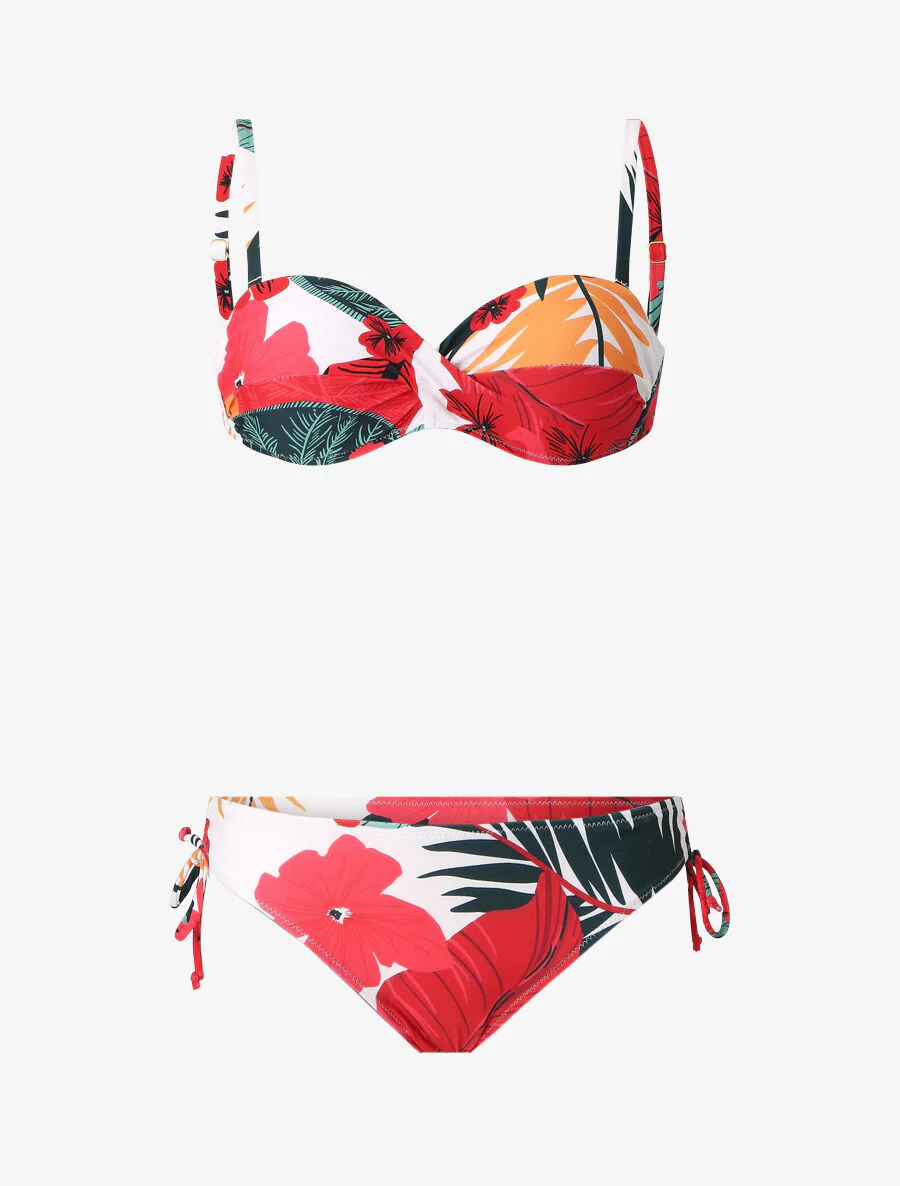 Bikini tropical torsadé - Blanc
