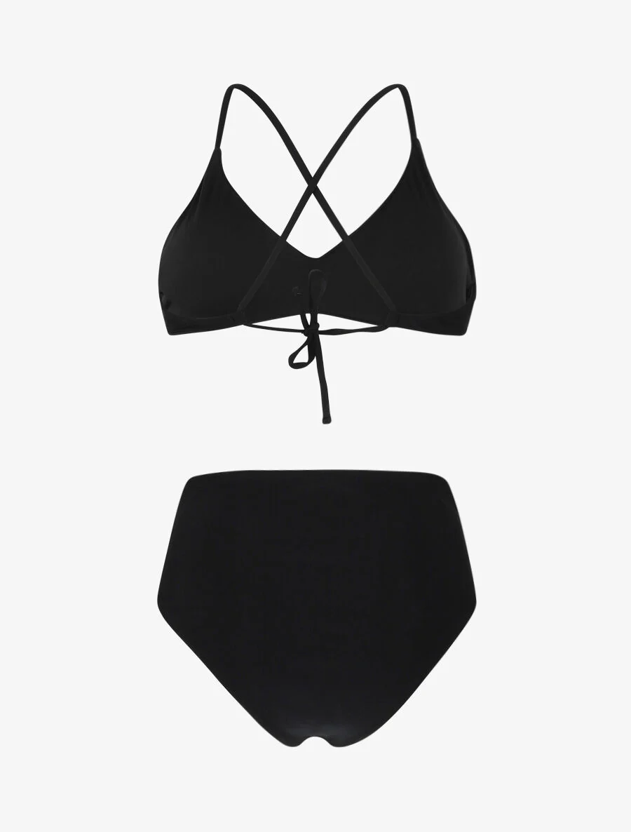 Bikini uni dos croisé - Noir - Image 2
