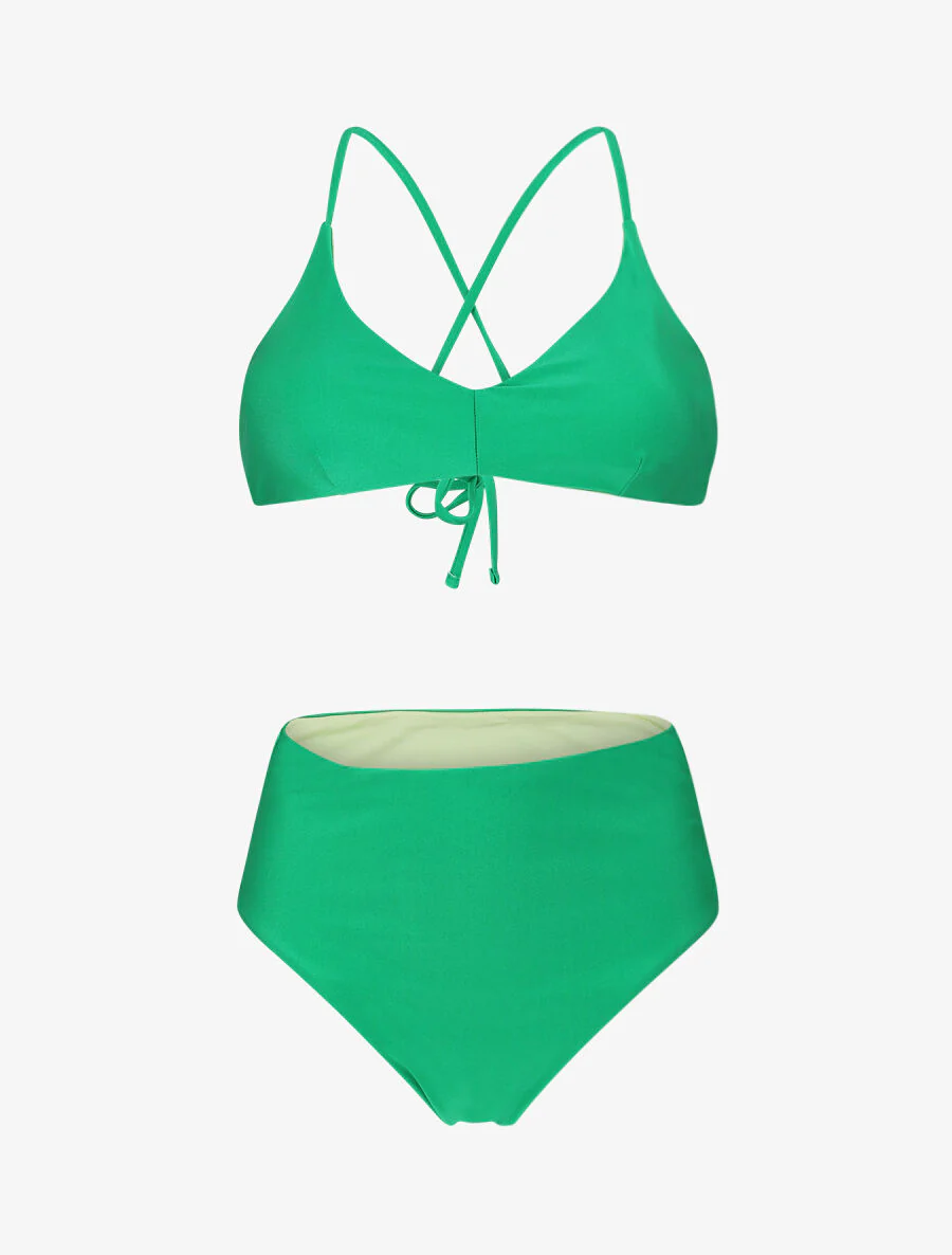 Bikini uni dos croisé - Vert