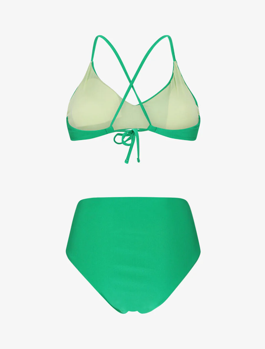 Bikini uni dos croisé - Vert - Image 2