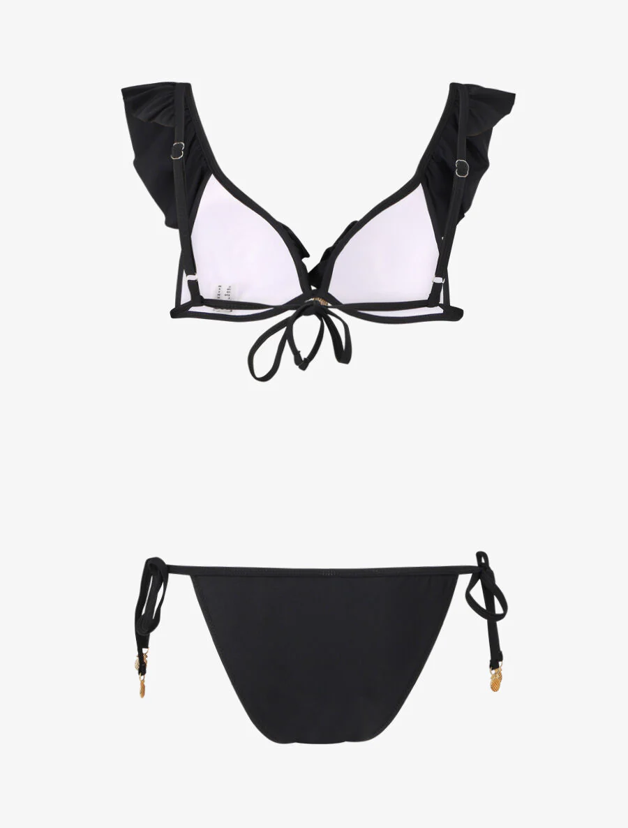 Bikini volanté à détail bijoux ananas - Noir - Image 2