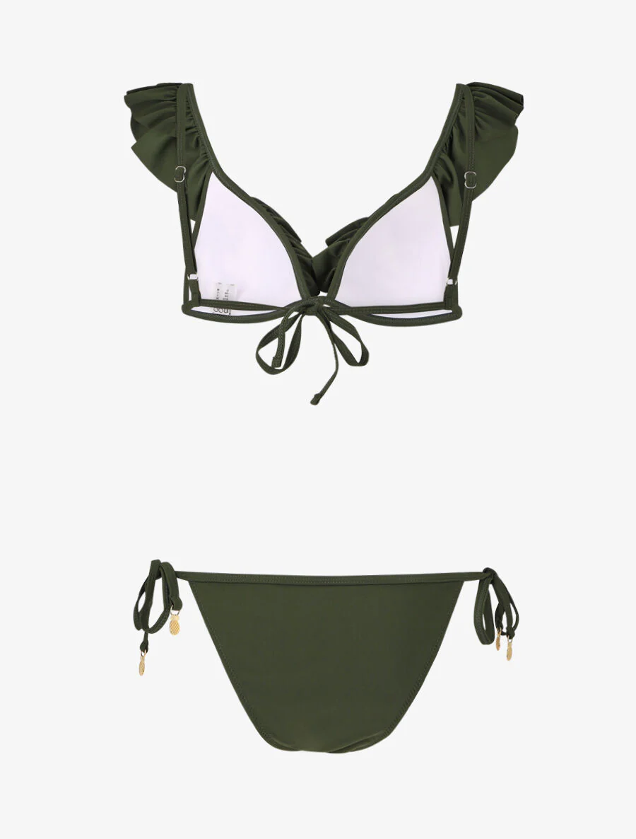 Bikini volanté à détail bijoux ananas - Kaki - Image 2