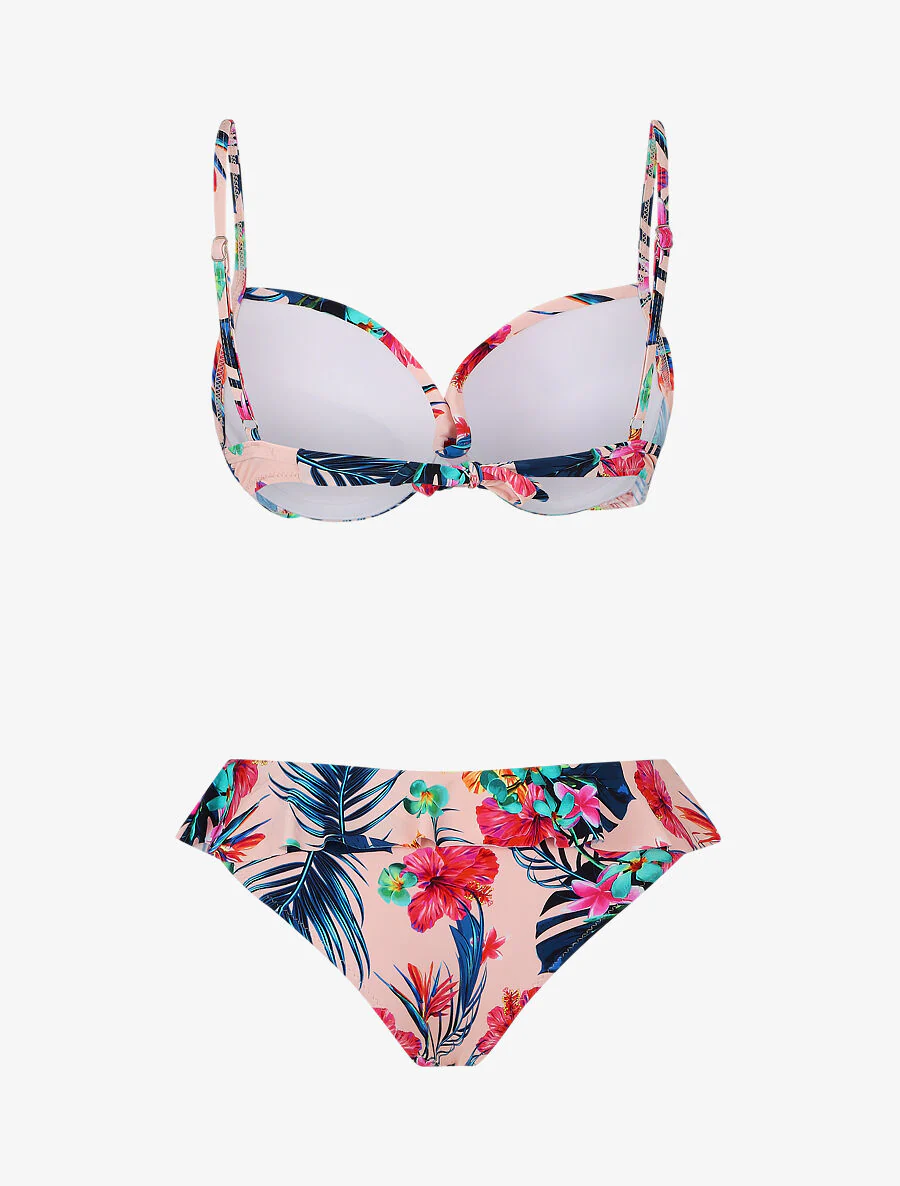 Bikini volanté à imprimé fleuri - Rose saumon - Image 2