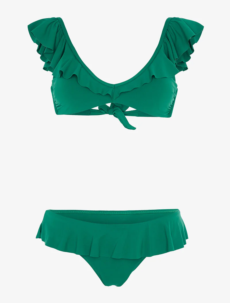 Bikini volanté échancré - vert