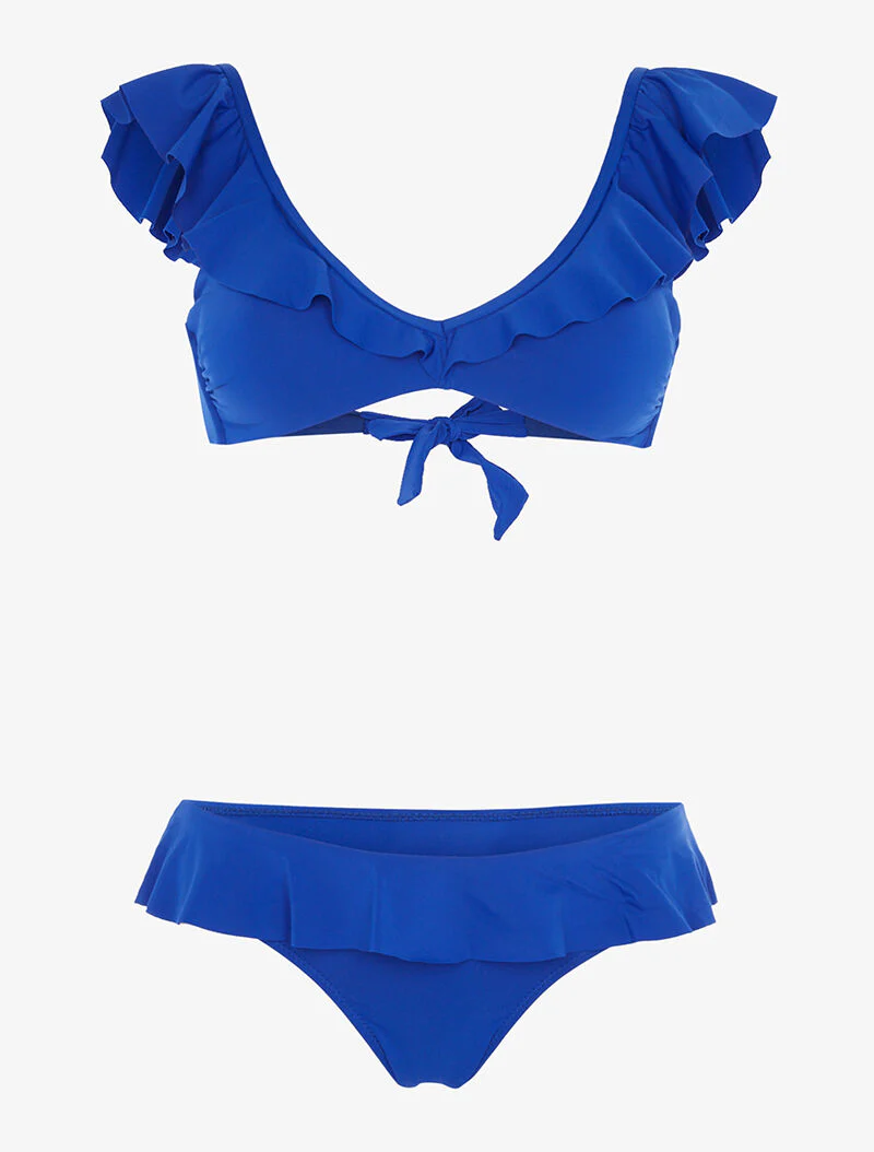 Bikini volanté échancré - bleu électrique
