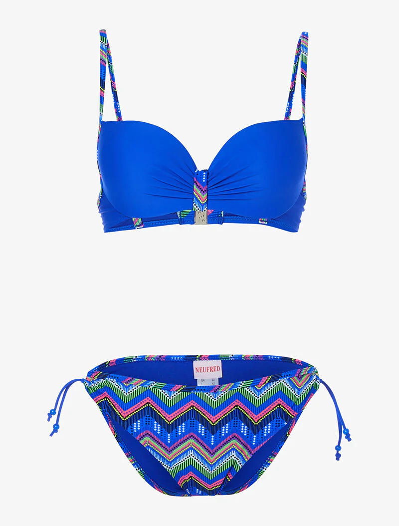 Bikini zig-zag éthnique - bleu roi