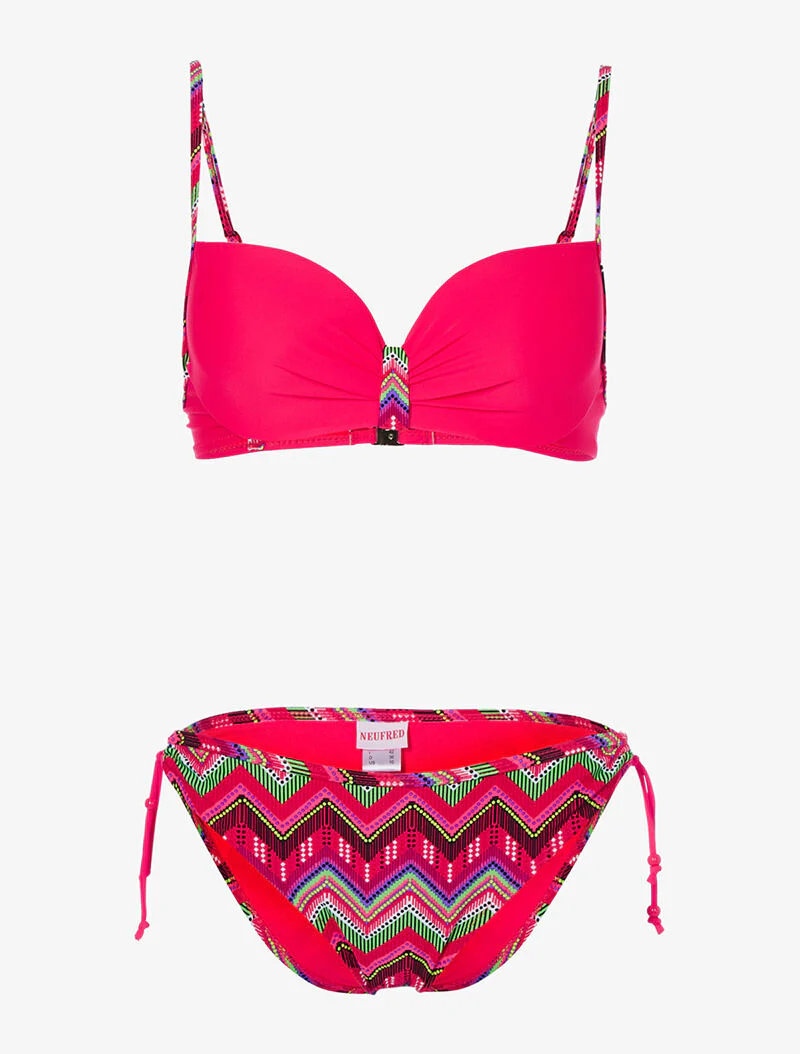 Bikini zig-zag éthnique - corail