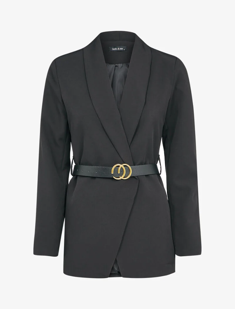 Blazer à col tailleur et pans biseautés - Noir