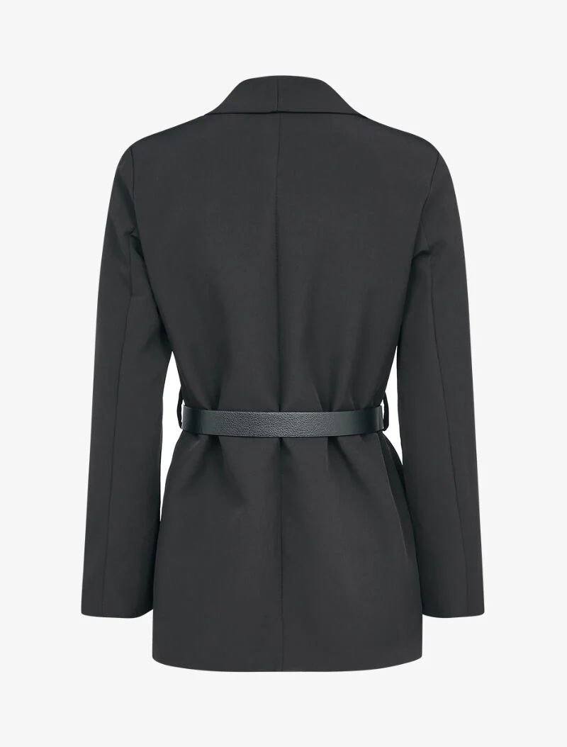 Blazer à col tailleur et pans biseautés - Noir - Image 2