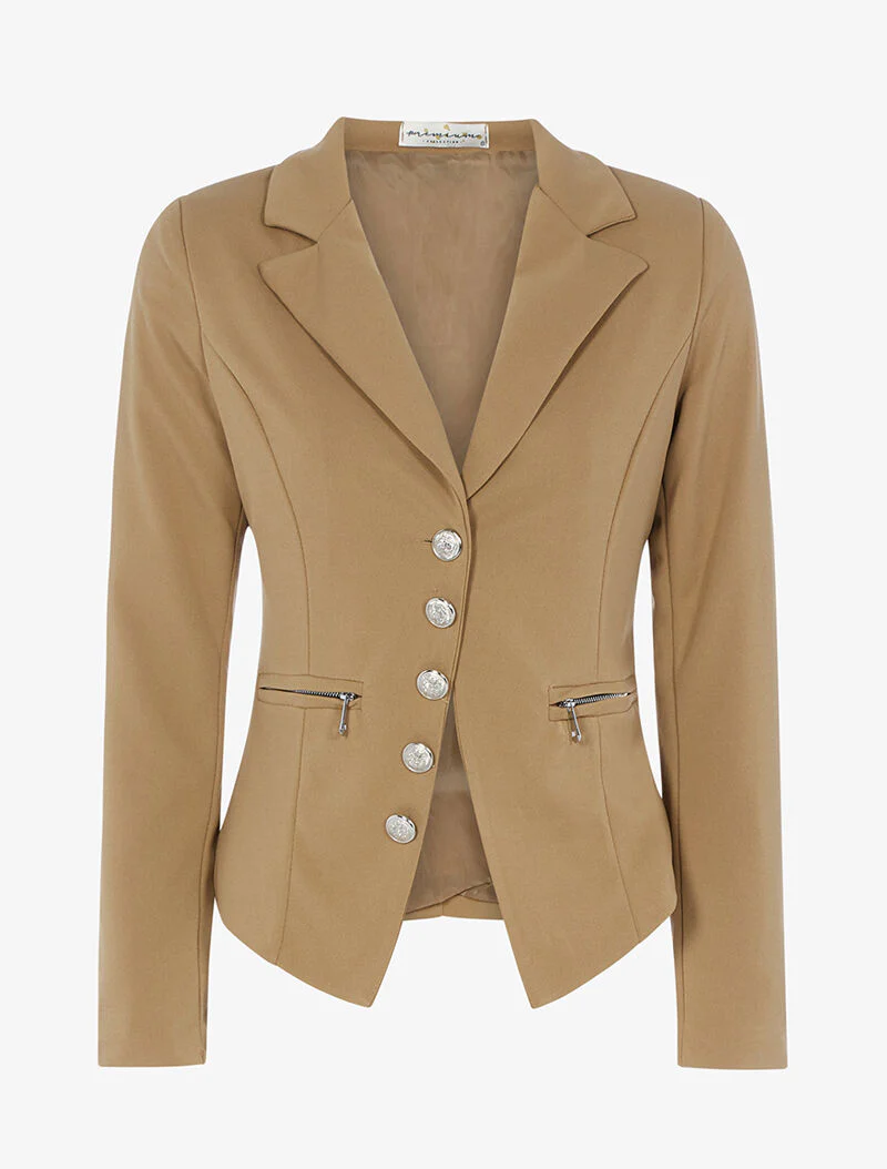 Blazer à pans asymétriques et zips - camel
