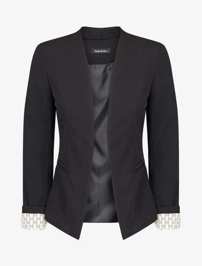 Blazer à revers imprimé graphique - Noir - Image 2