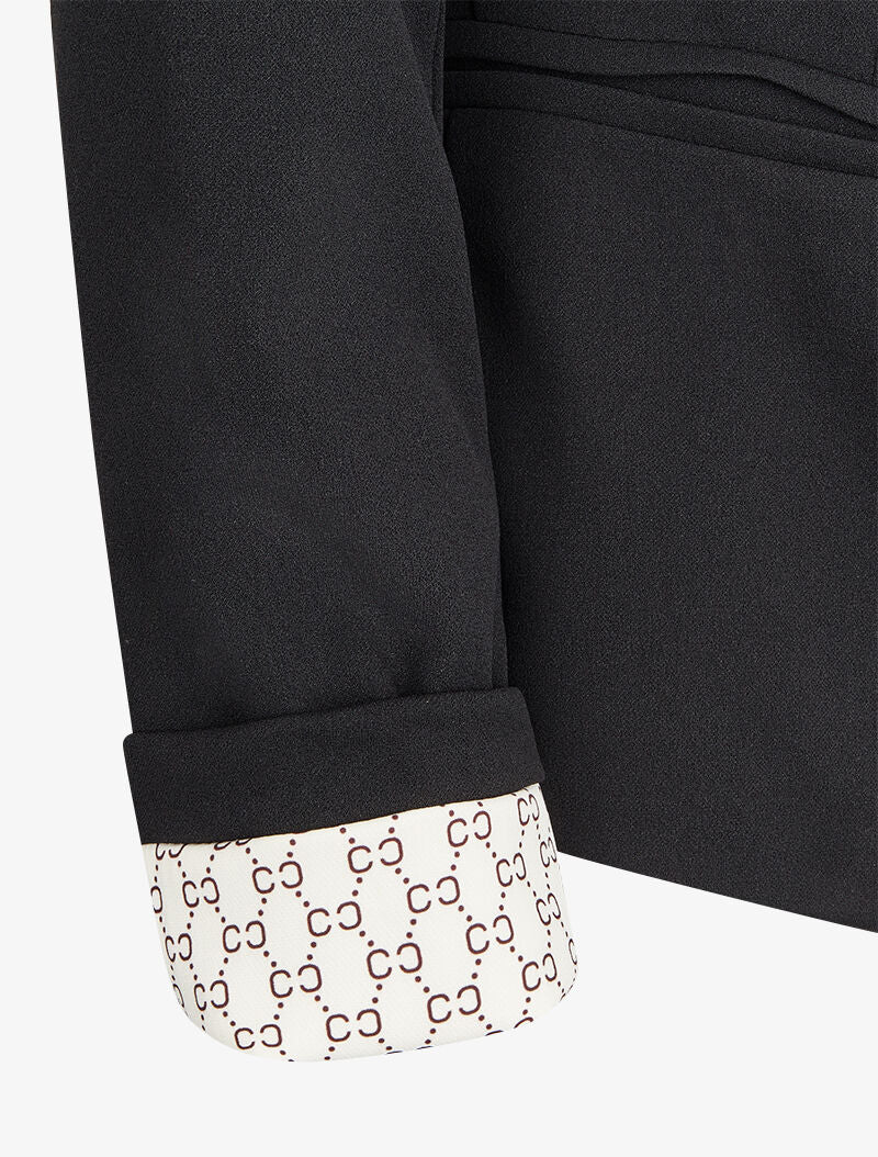 Blazer à revers imprimé graphique - Noir - Image 4