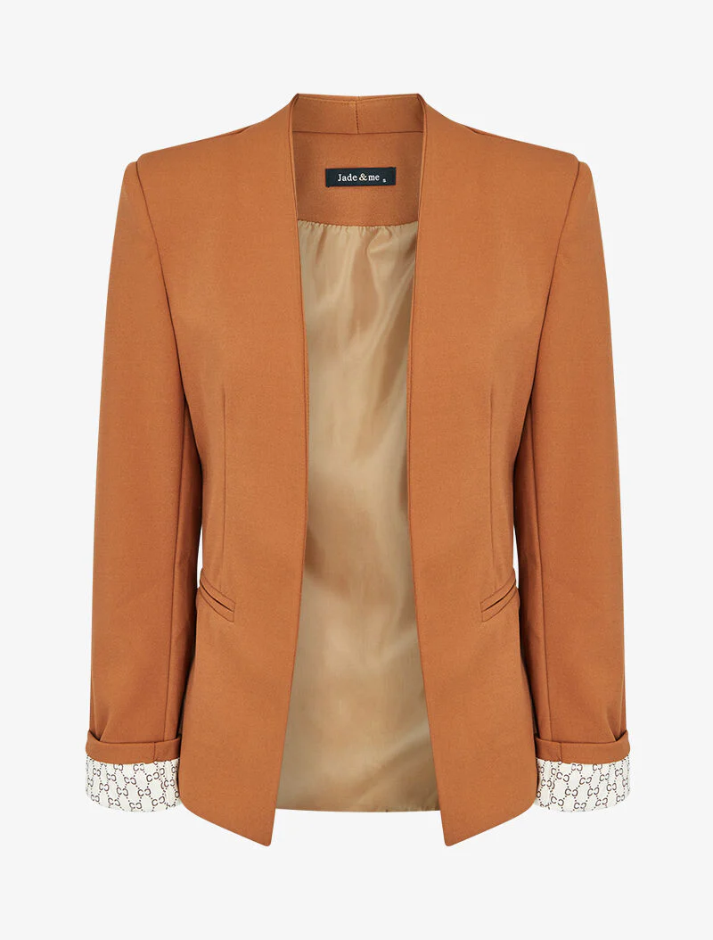 Blazer à revers imprimé graphique - Camel