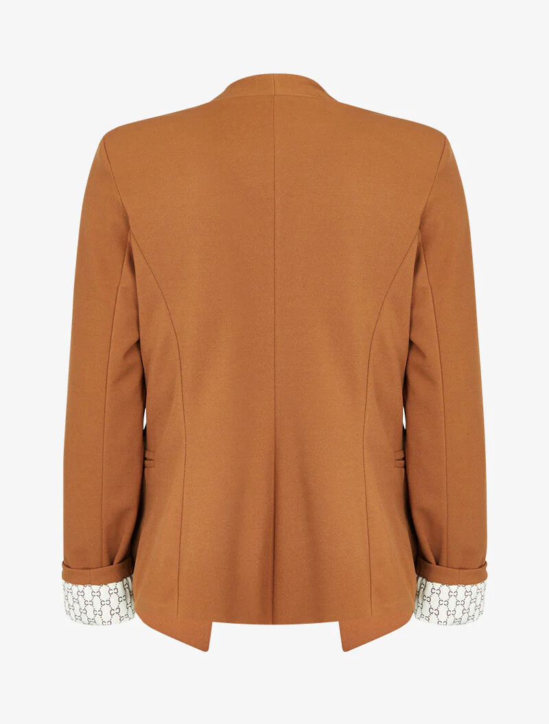 Blazer à revers imprimé graphique - Camel - Image 2