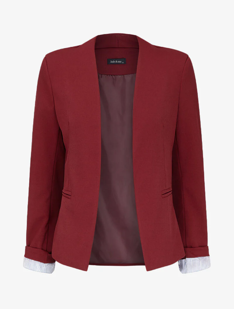 Blazer à revers imprimé rayé - Bordeaux - Image 2