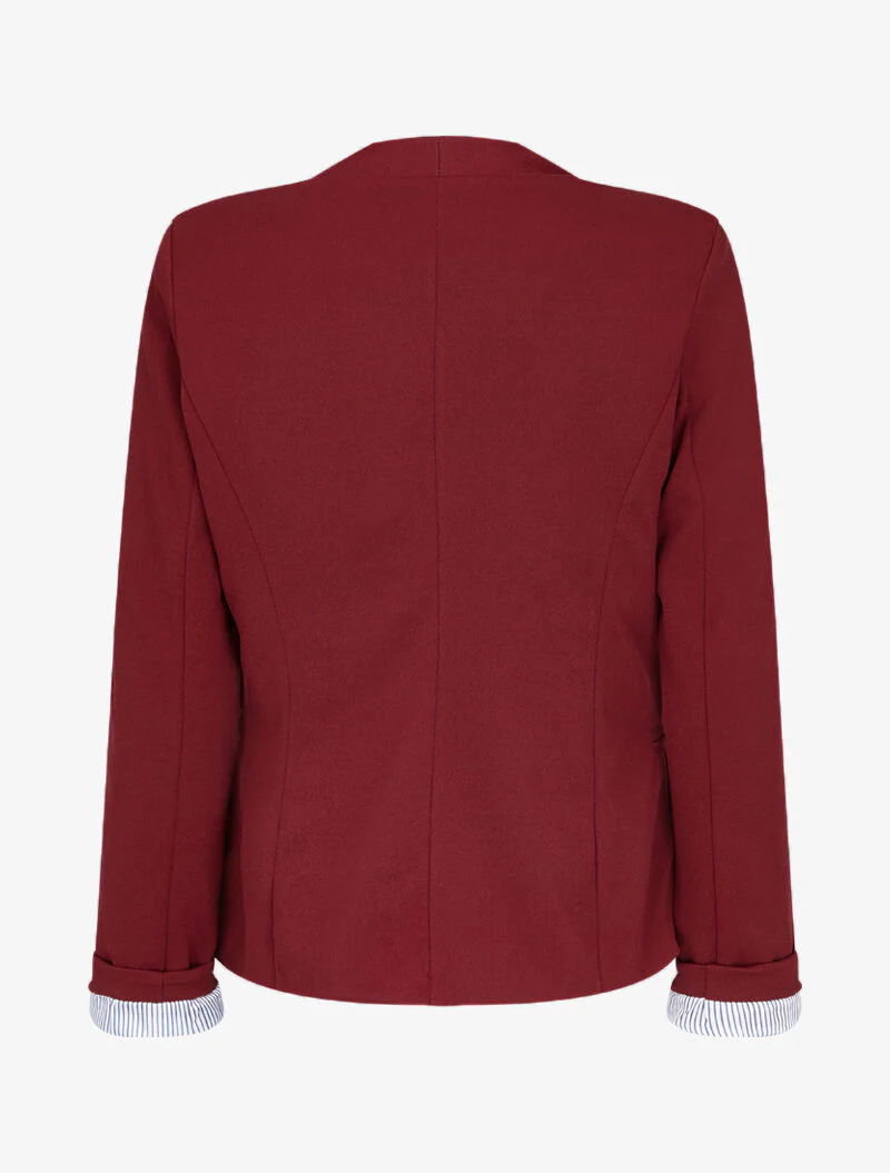 Blazer à revers imprimé rayé - Bordeaux - Image 3