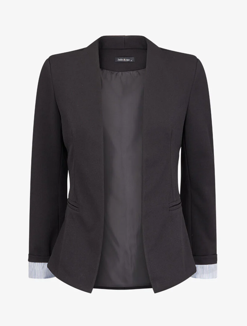 Blazer à revers imprimé rayé - Noir - Image 2