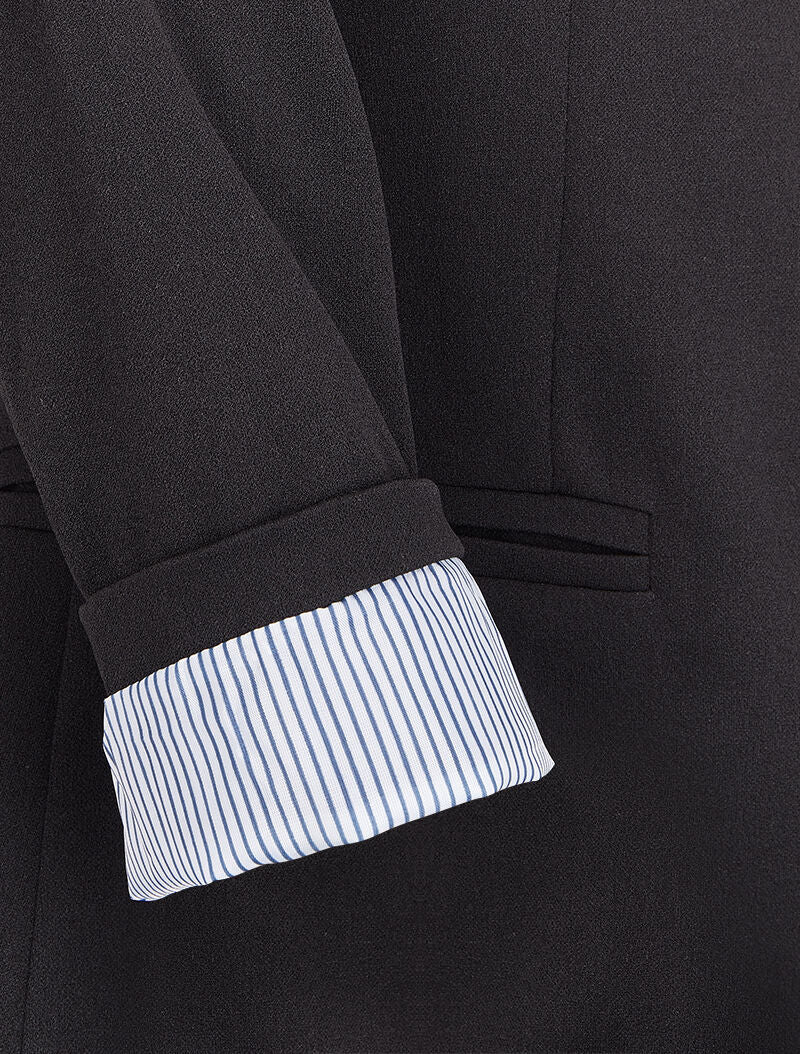 Blazer à revers imprimé rayé - Noir - Image 4
