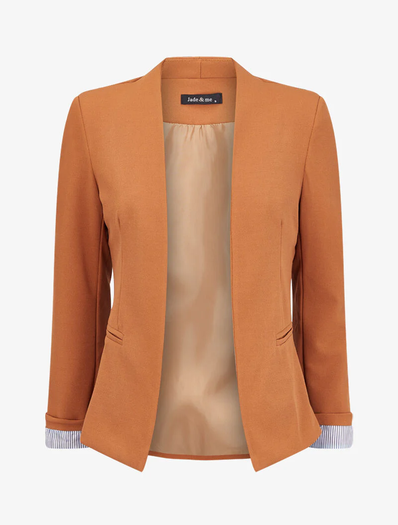 Blazer à revers imprimé rayé - Camel