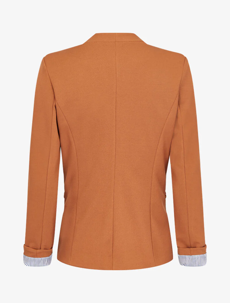 Blazer à revers imprimé rayé - Camel - Image 2