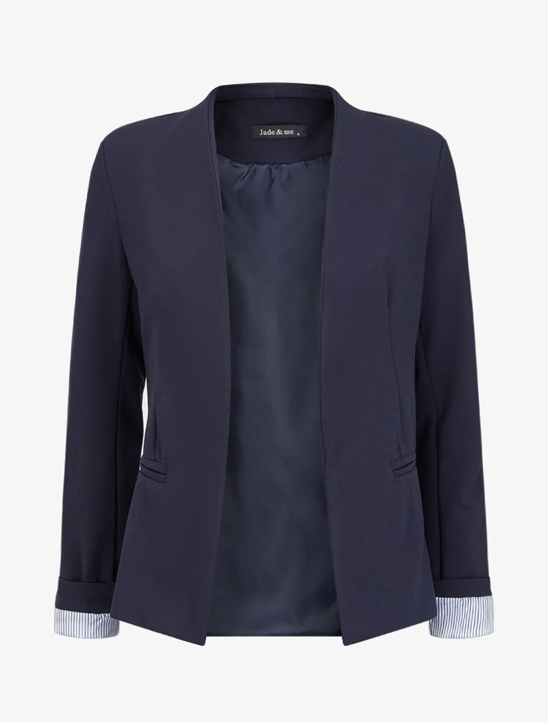 Blazer à revers imprimé rayé - Marine