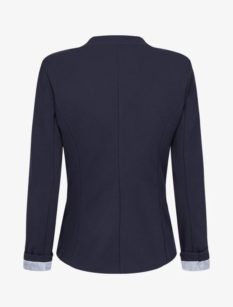 Blazer à revers imprimé rayé - Marine - Image 2