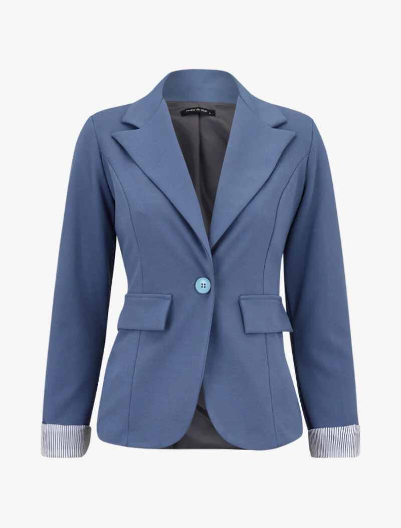 Blazer à revers imprimé rayures - Bleu charrette