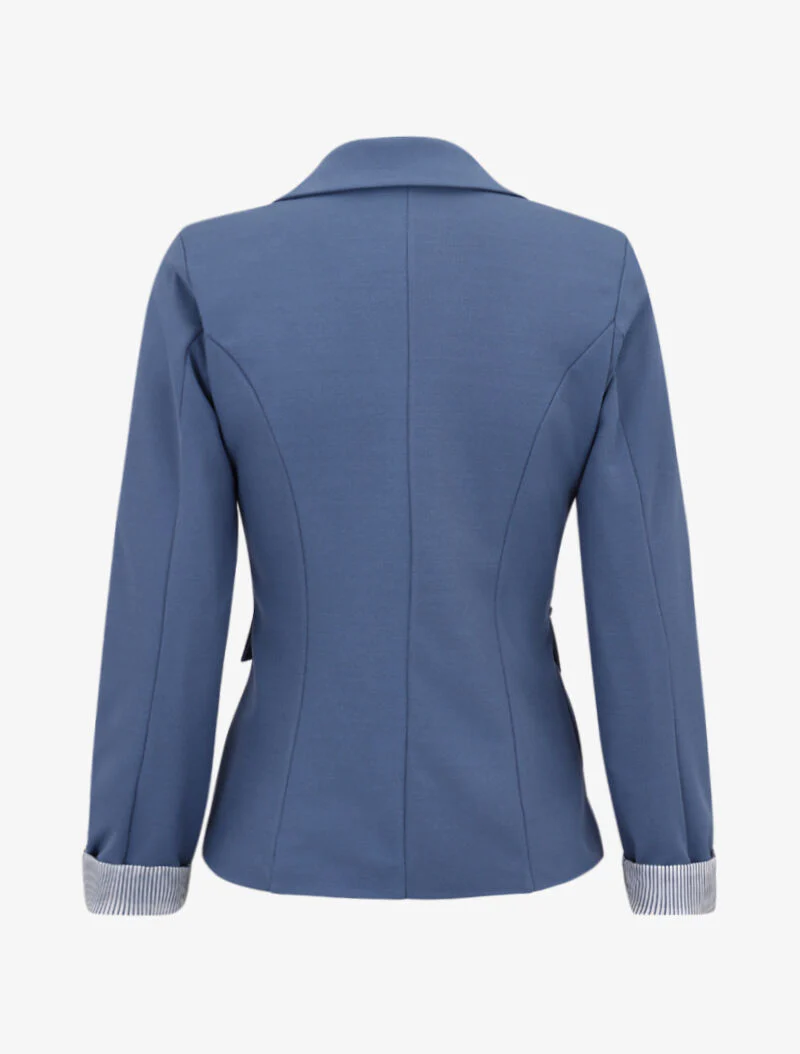 Blazer à revers imprimé rayures - Bleu charrette - Image 2