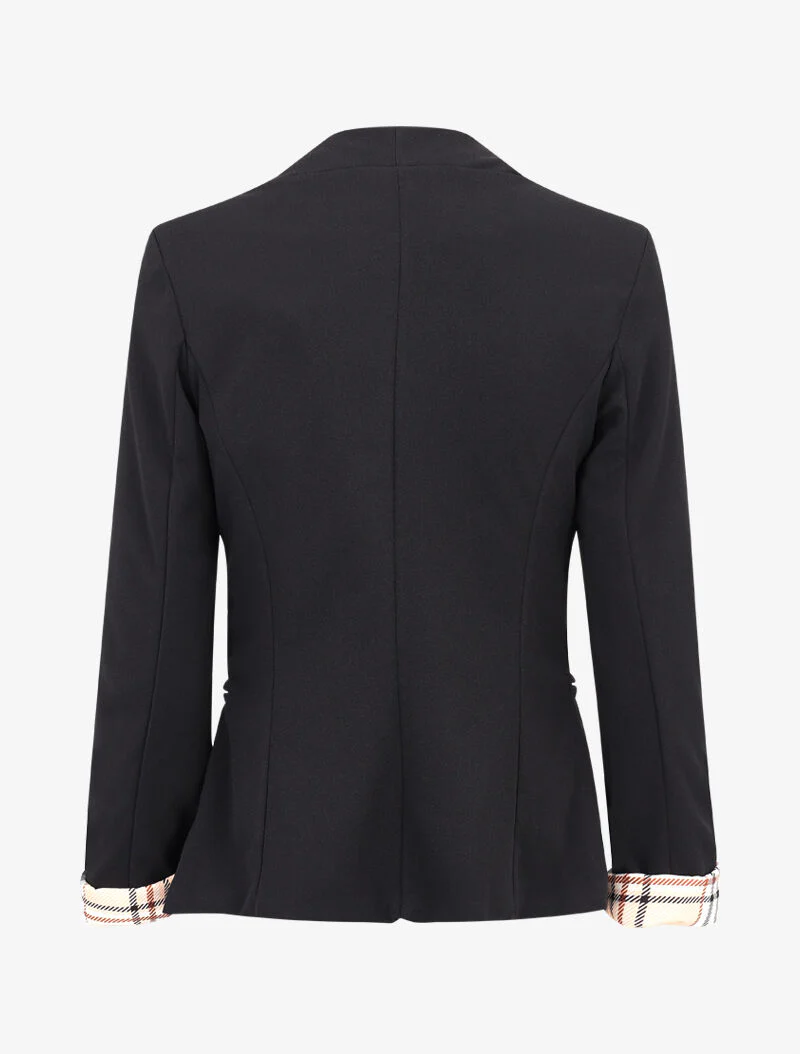 Blazer à revers imprimé tartan - noir - Image 2