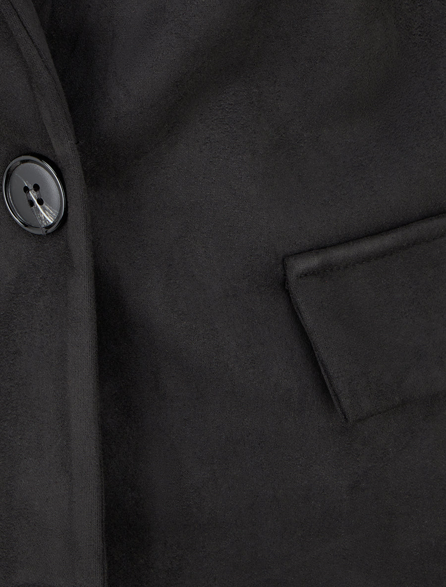 Blazer boutonné en suédine - Noir - Image 3
