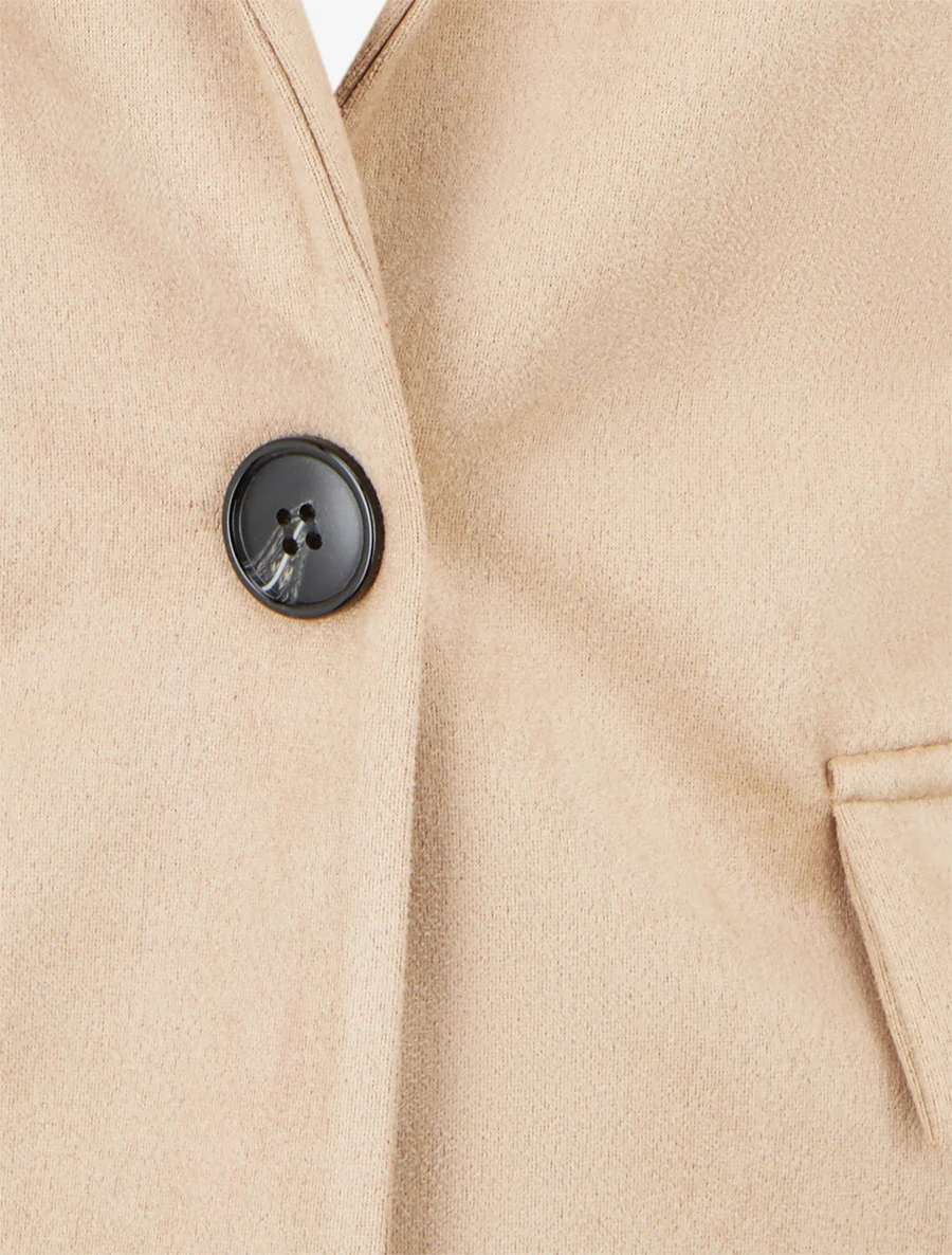 Blazer boutonné en suédine - Camel - Image 3