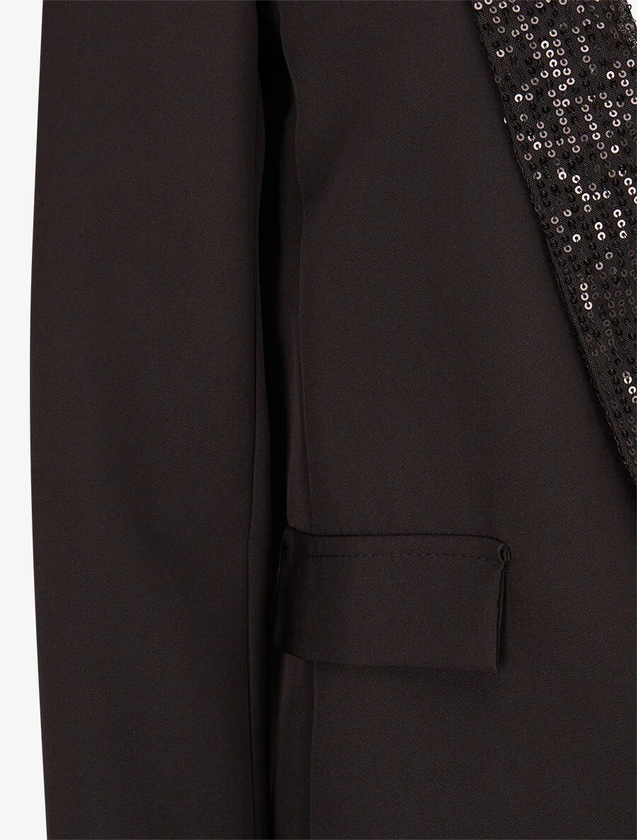 Blazer col à sequins - Noir - Image 3