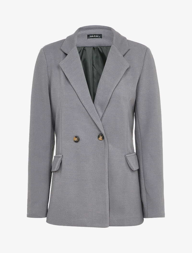 Blazer croisé en feutrine striée - Gris