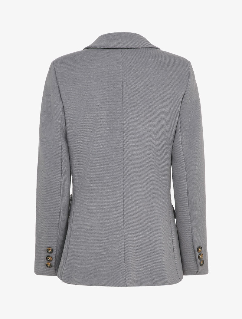 Blazer croisé en feutrine striée - Gris - Image 2