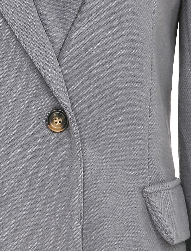 Blazer croisé en feutrine striée - Gris - Image 3