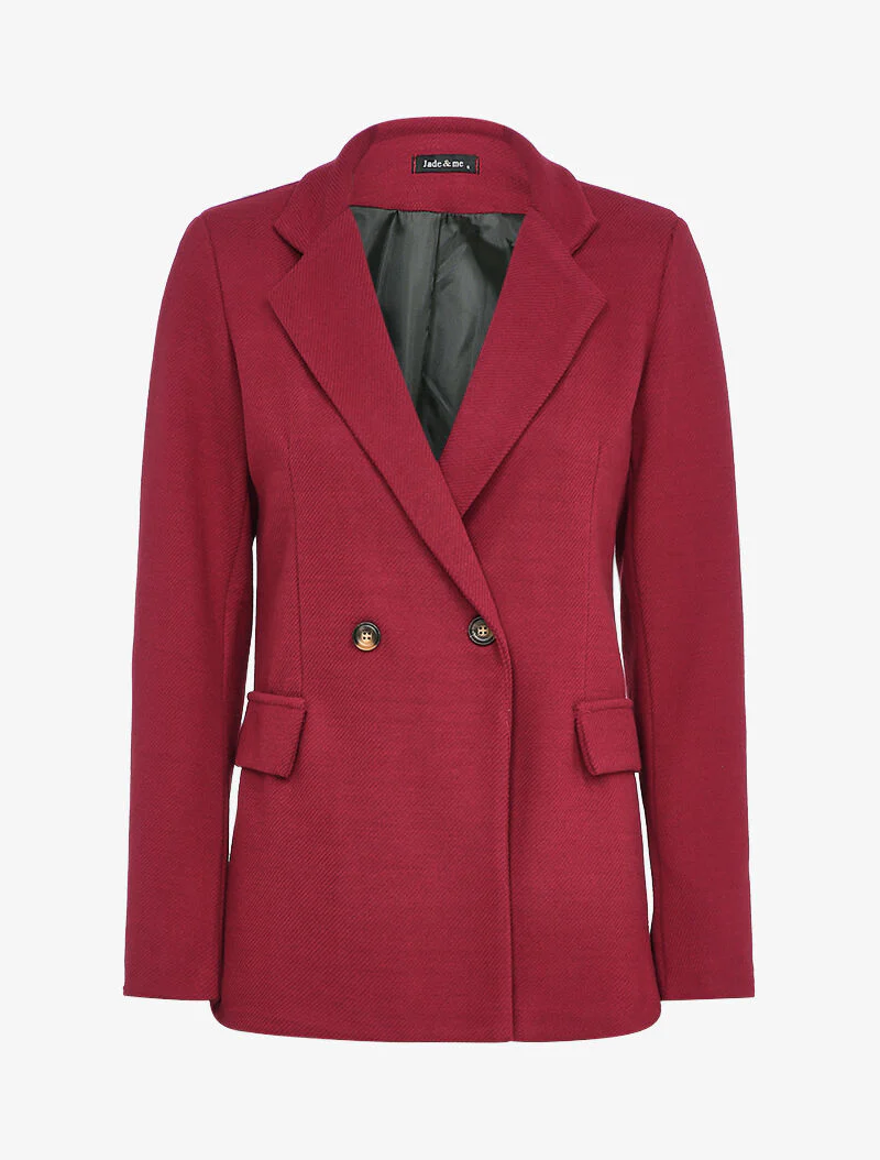 Blazer croisé en feutrine striée - Bordeaux