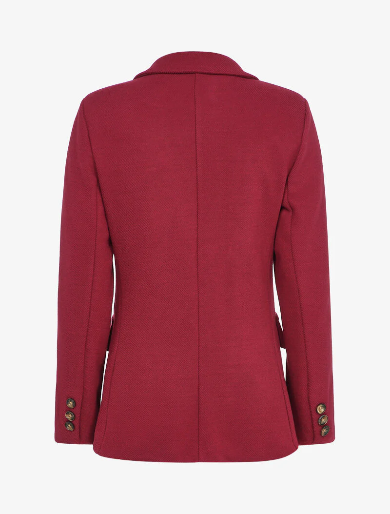 Blazer croisé en feutrine striée - Bordeaux - Image 2