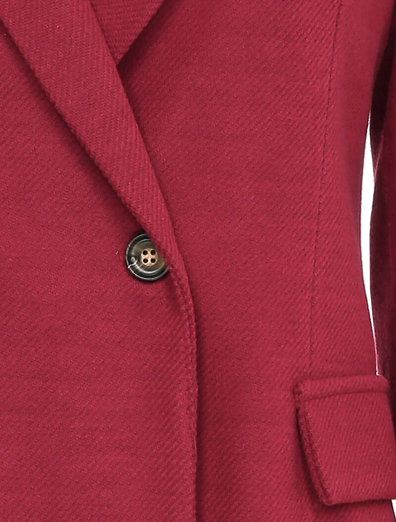 Blazer croisé en feutrine striée - Bordeaux - Image 3