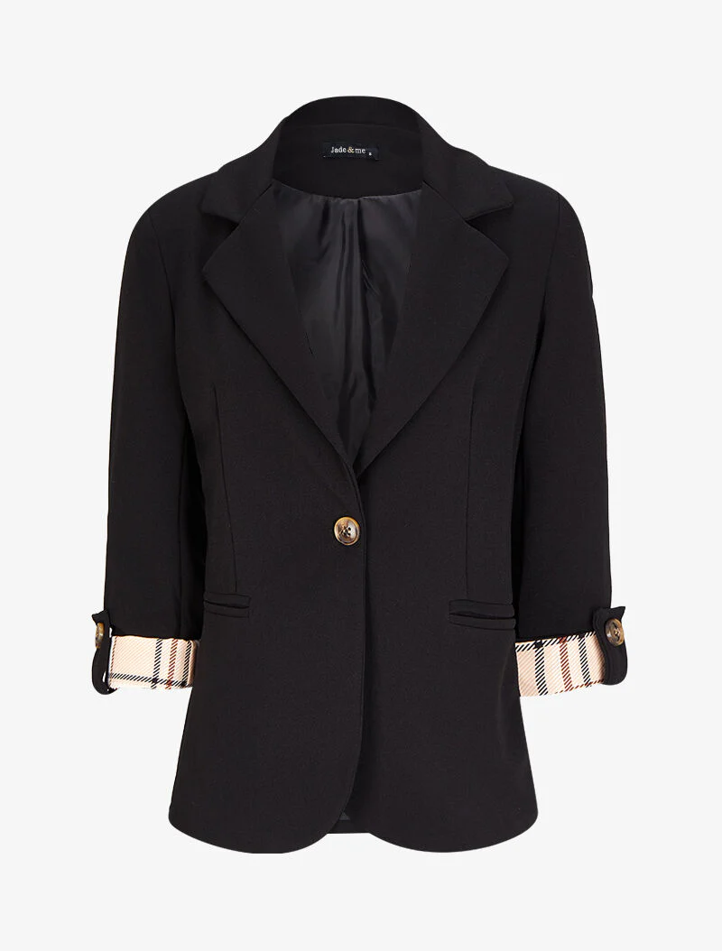Blazer droit à ourlets imprimés - Noir