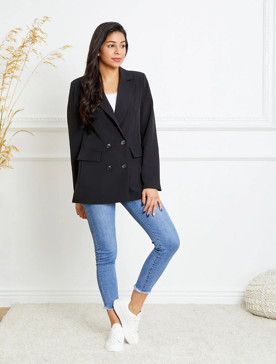 Blazer droit oversize - Noir - Image 4