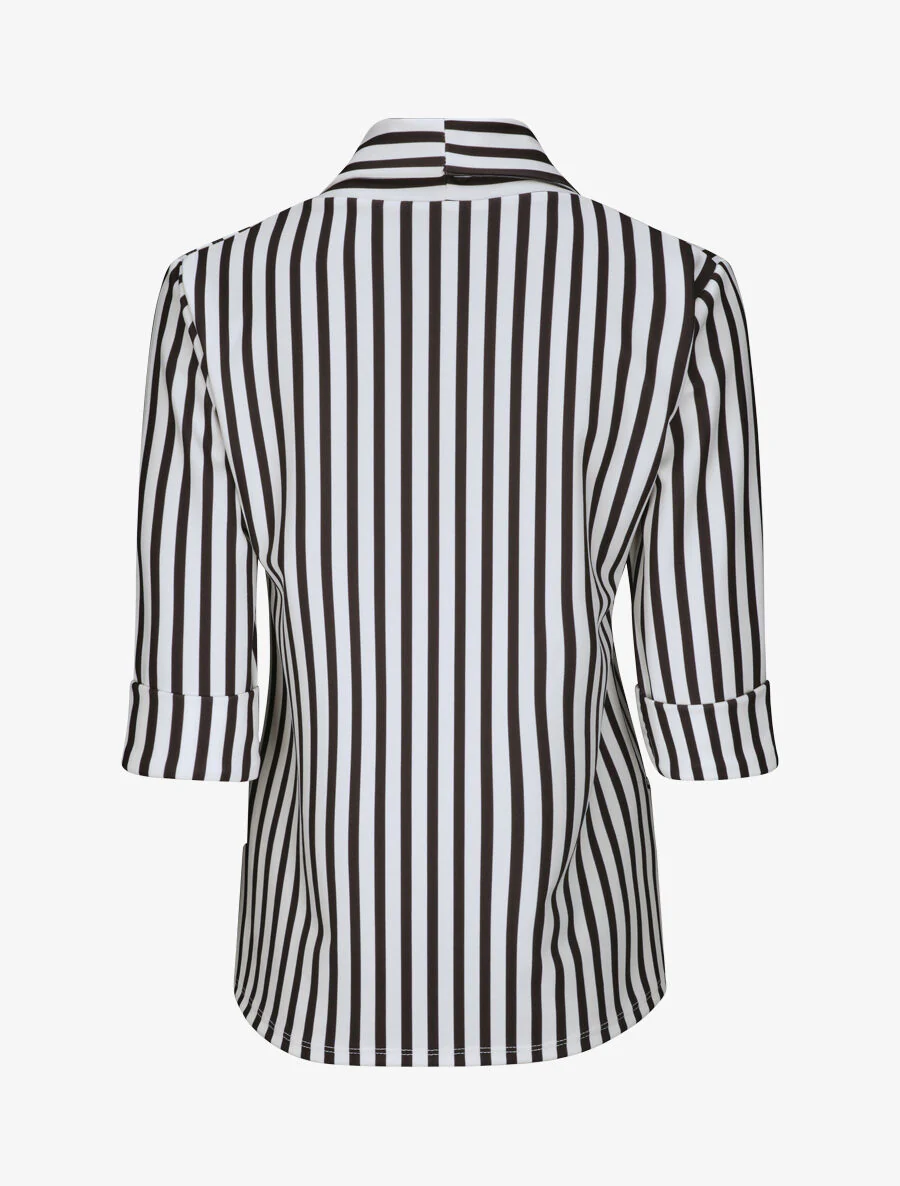 Blazer droit rayé à manches 3/4 - Noir - Image 3
