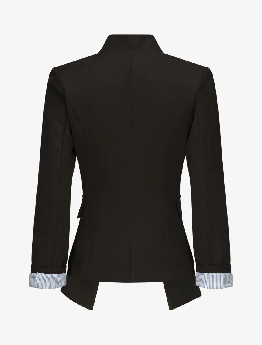 Blazer droit uni à col cranté - Noir - Image 2