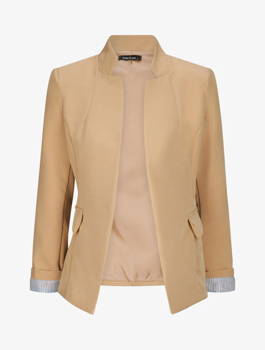 Blazer droit uni à col cranté - Camel