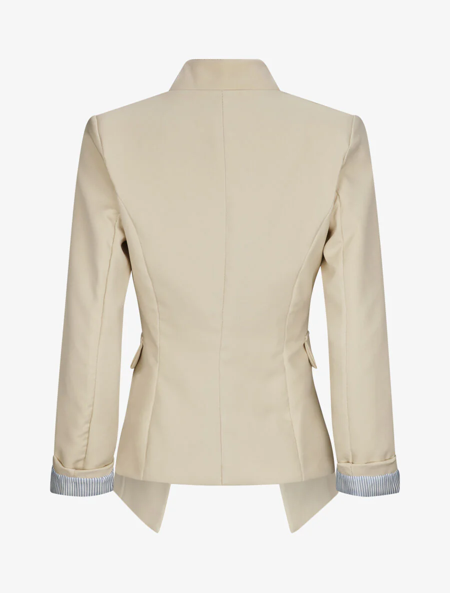 Blazer droit uni à col cranté - Beige - Image 2