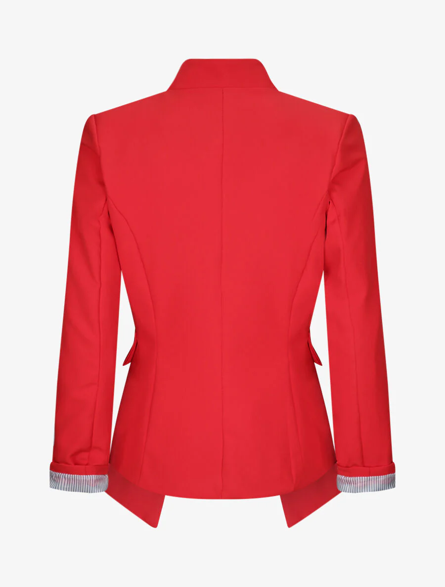 Blazer droit uni à col cranté - Rouge - Image 2